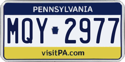 PA license plate MQY2977