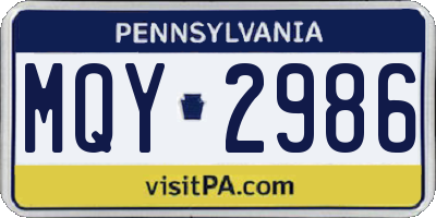 PA license plate MQY2986