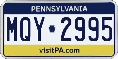 PA license plate MQY2995