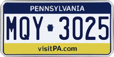 PA license plate MQY3025