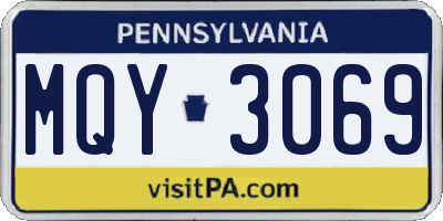 PA license plate MQY3069