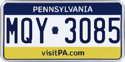 PA license plate MQY3085