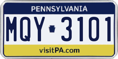 PA license plate MQY3101