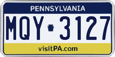 PA license plate MQY3127