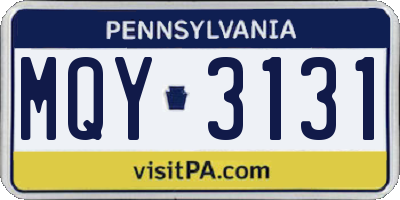 PA license plate MQY3131