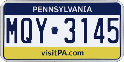 PA license plate MQY3145