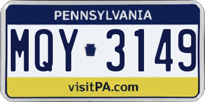 PA license plate MQY3149