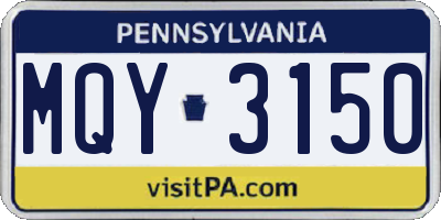 PA license plate MQY3150