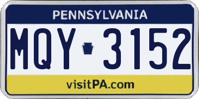 PA license plate MQY3152