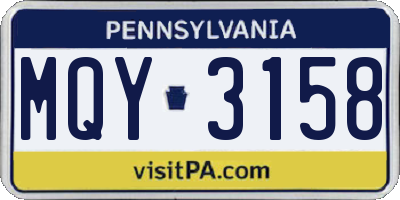 PA license plate MQY3158