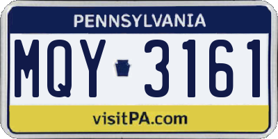 PA license plate MQY3161
