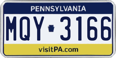 PA license plate MQY3166