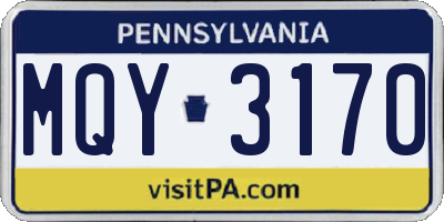 PA license plate MQY3170
