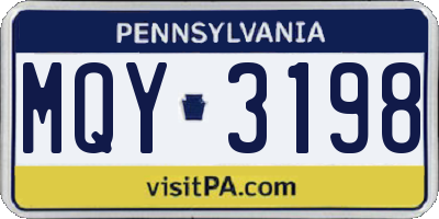 PA license plate MQY3198
