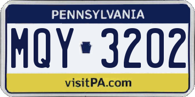 PA license plate MQY3202