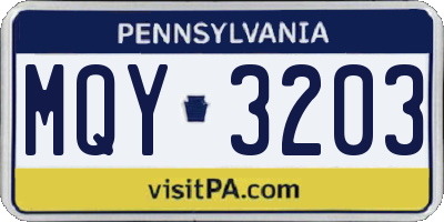 PA license plate MQY3203
