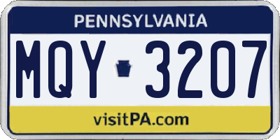 PA license plate MQY3207