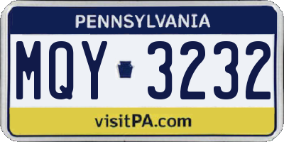 PA license plate MQY3232