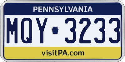 PA license plate MQY3233