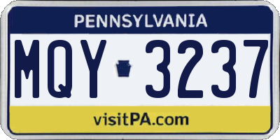 PA license plate MQY3237