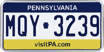 PA license plate MQY3239