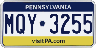 PA license plate MQY3255
