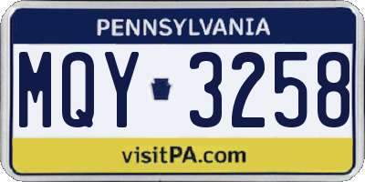 PA license plate MQY3258