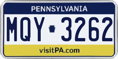 PA license plate MQY3262