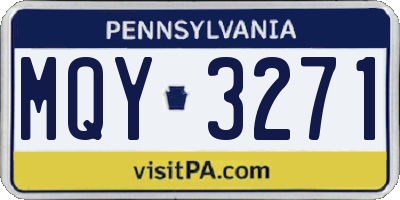 PA license plate MQY3271