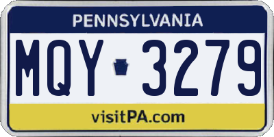 PA license plate MQY3279