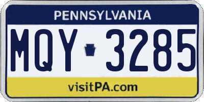 PA license plate MQY3285