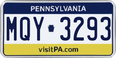 PA license plate MQY3293
