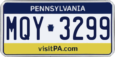PA license plate MQY3299