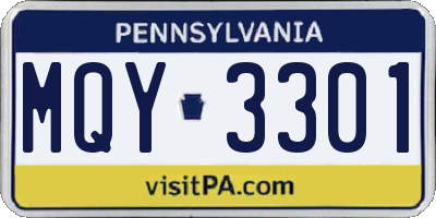 PA license plate MQY3301