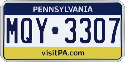 PA license plate MQY3307