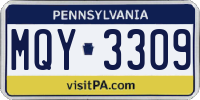 PA license plate MQY3309