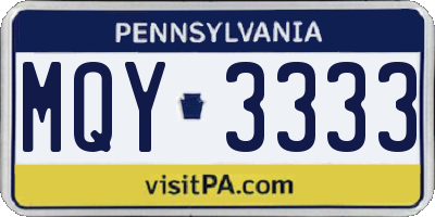 PA license plate MQY3333