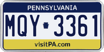 PA license plate MQY3361