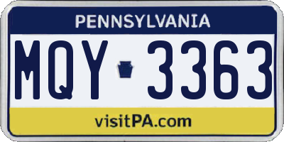 PA license plate MQY3363