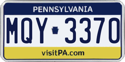 PA license plate MQY3370