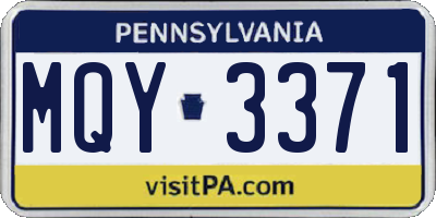 PA license plate MQY3371