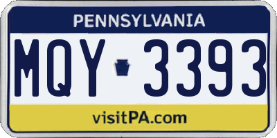 PA license plate MQY3393
