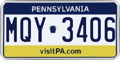 PA license plate MQY3406