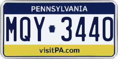 PA license plate MQY3440