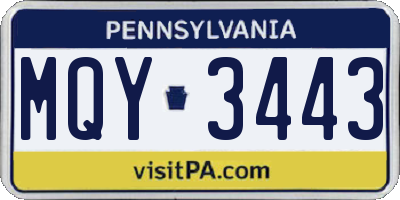 PA license plate MQY3443