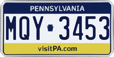 PA license plate MQY3453