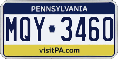 PA license plate MQY3460
