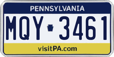 PA license plate MQY3461