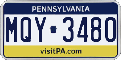 PA license plate MQY3480