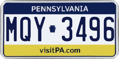 PA license plate MQY3496